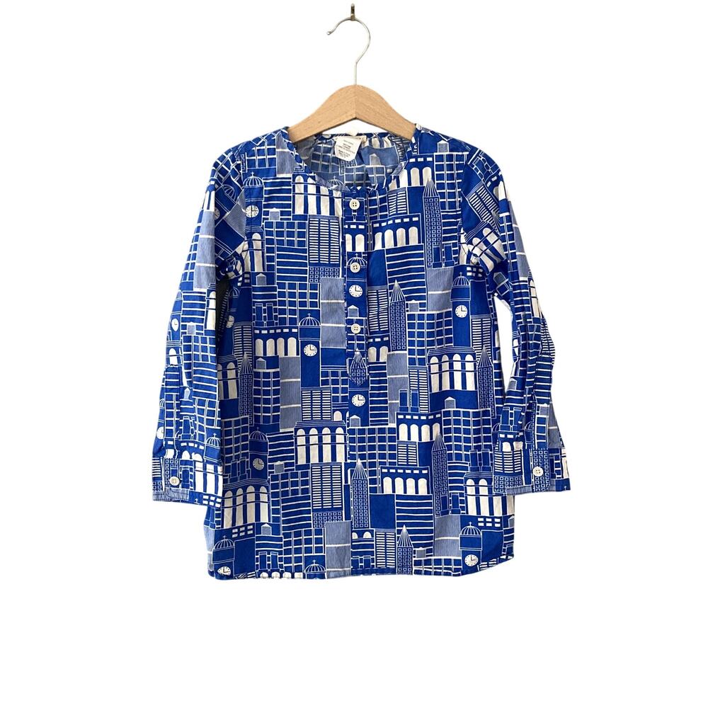 Crewcuts Cityscape Long Sleeve Tunic Top Blue White 6